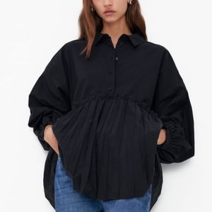 Zara Pleated Poplin Shirt - Brand New with Tags